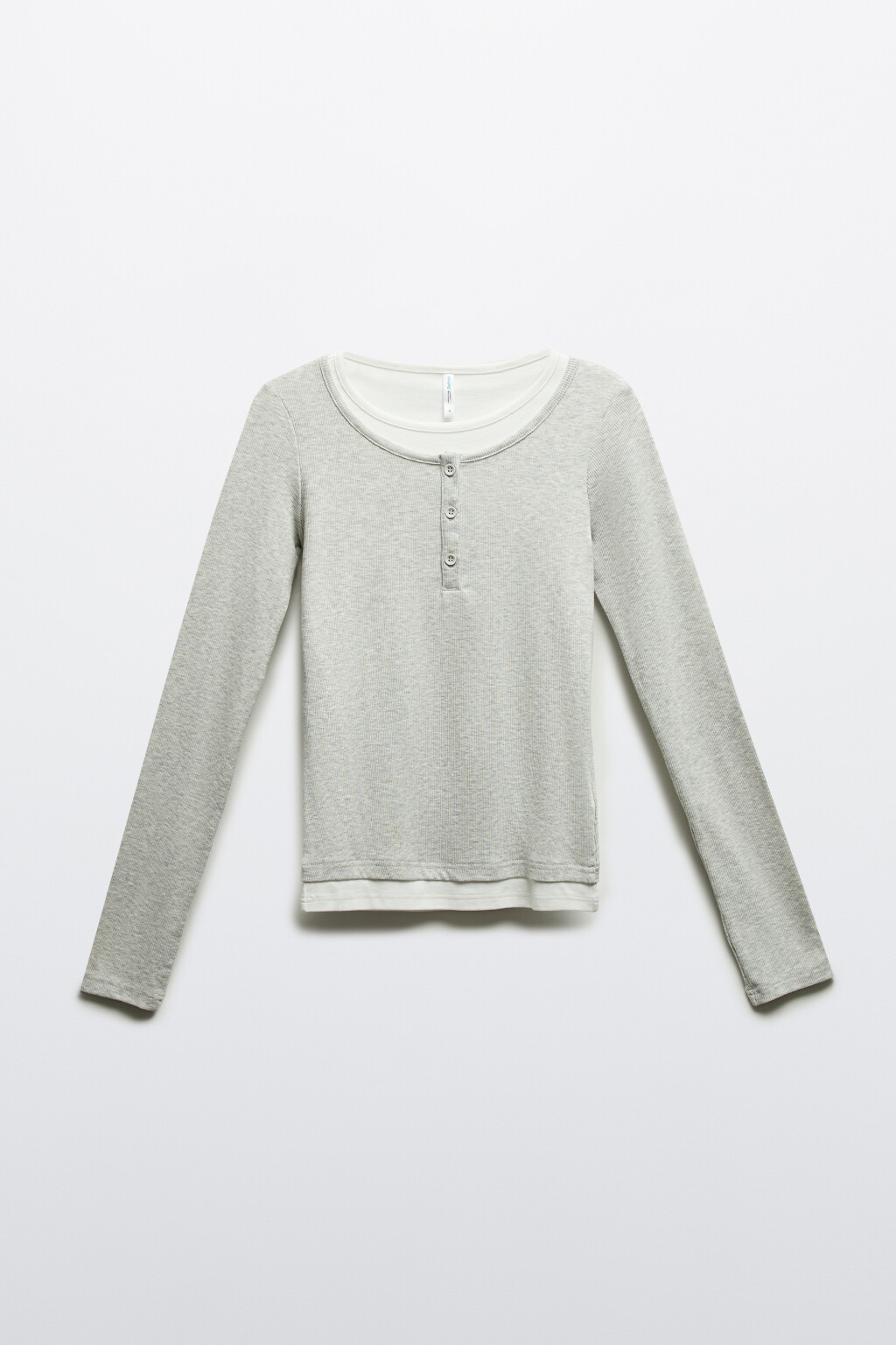 Лонгслив двуслойный с застежкой - цвет серый - 7