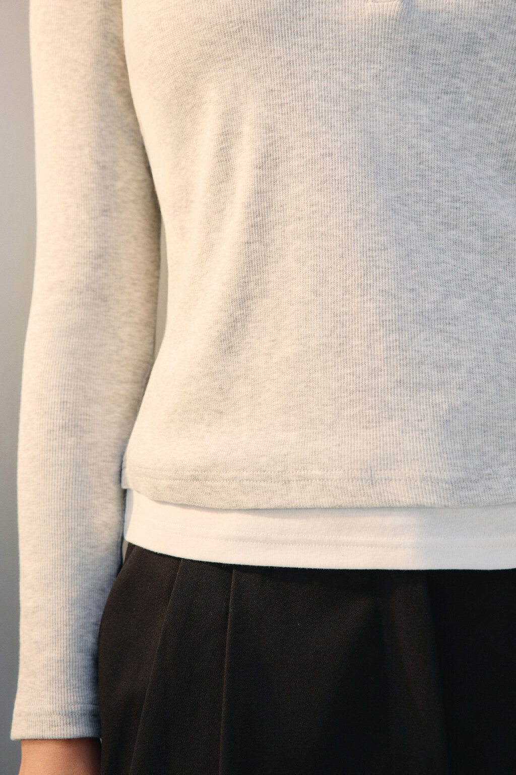 Лонгслив двуслойный с застежкой - цвет серый - 6