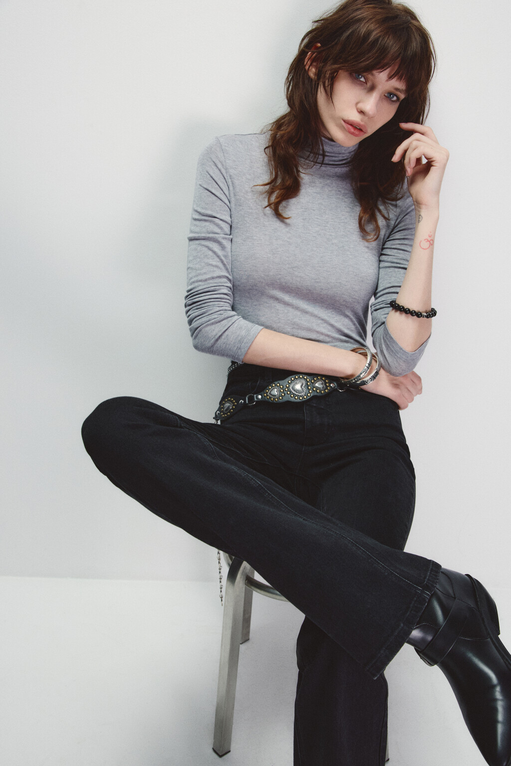 Водолазка трикотажная с шерстью - цвет серый - 1