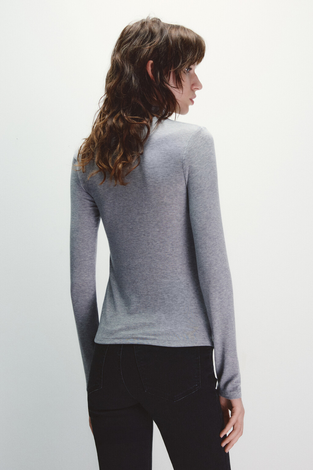 Водолазка трикотажная с шерстью - цвет серый - 4