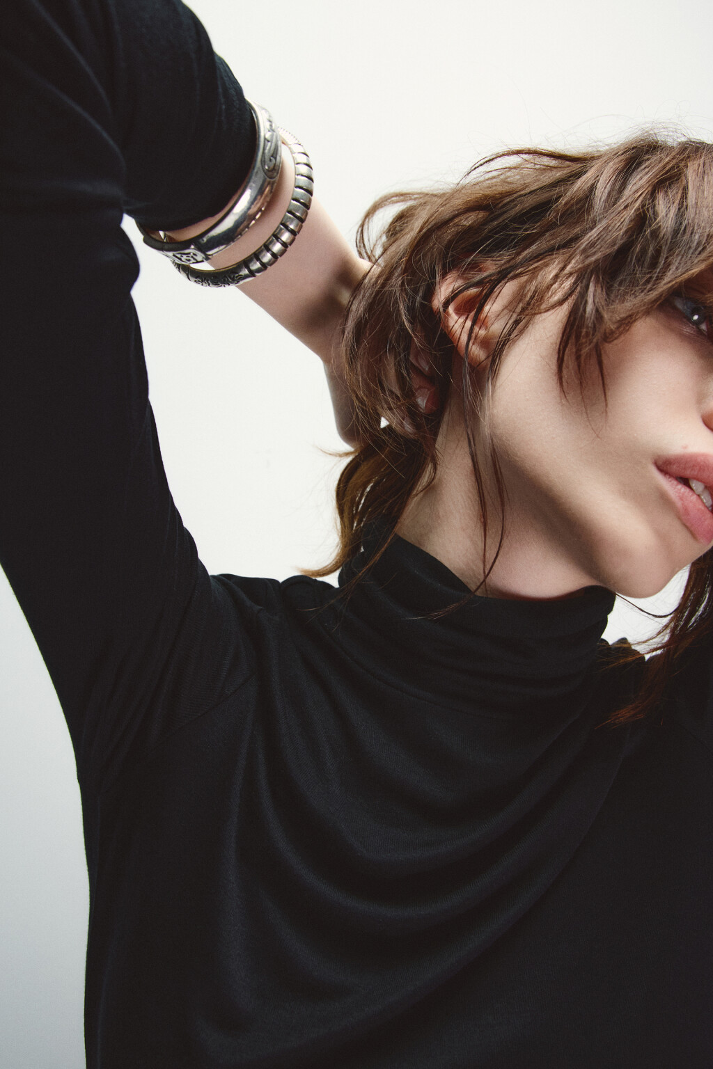 Водолазка трикотажная с шерстью - цвет черный - 2