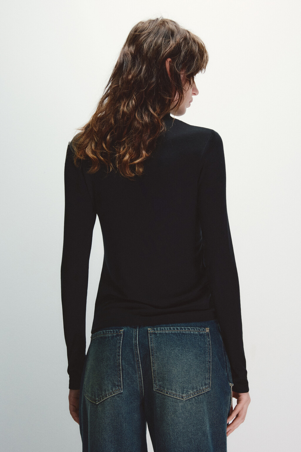 Водолазка трикотажная с шерстью - цвет черный - 4