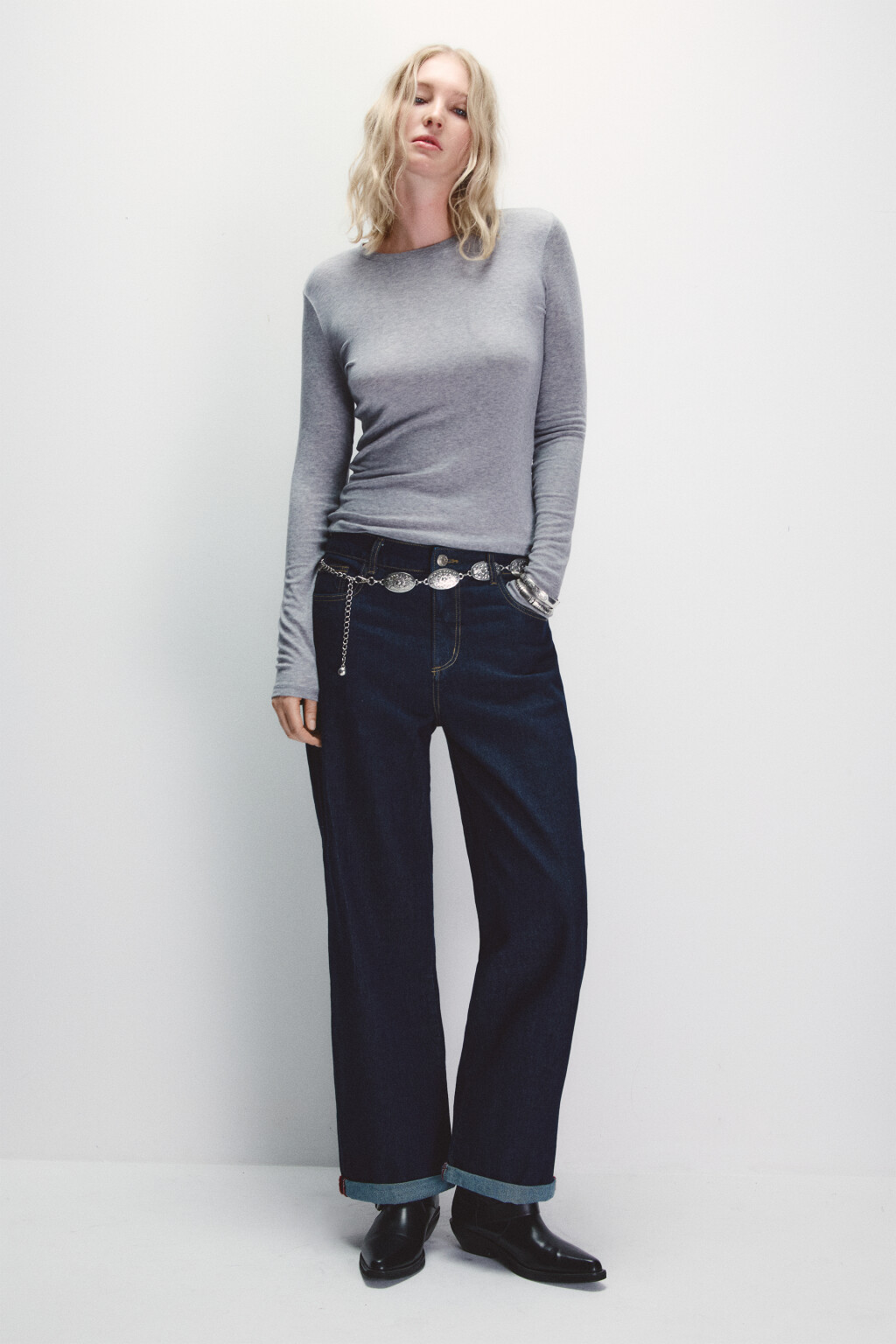 Лонгслив трикотажный с шерстью - цвет серый - 4