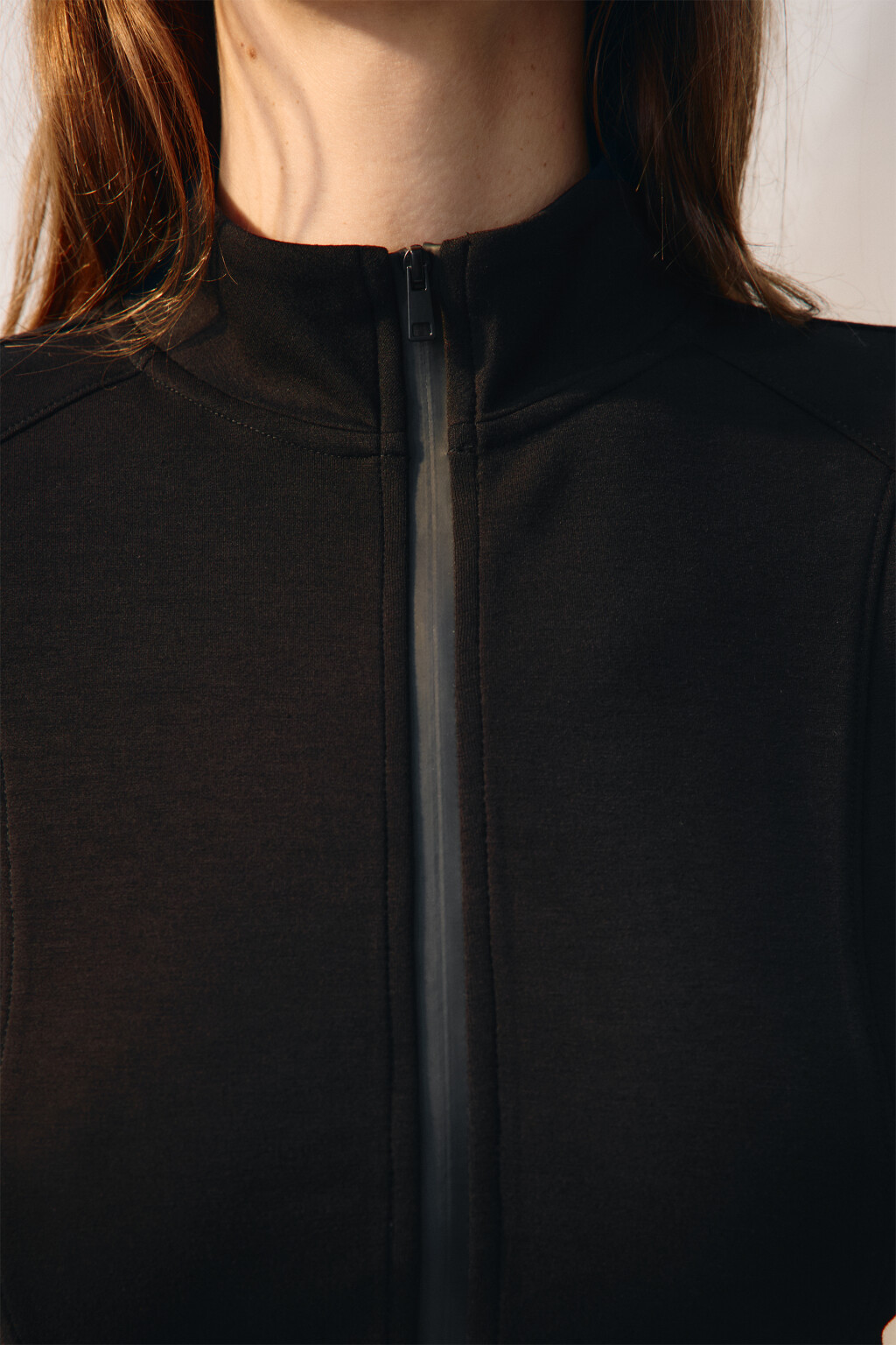 Лонгслив облегающий на молнии - цвет черный - 5