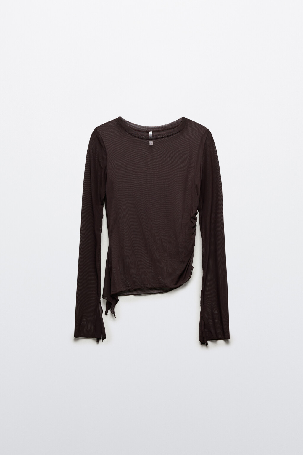 Лонгслив из сетки асимметричный - цвет коричневый - 7