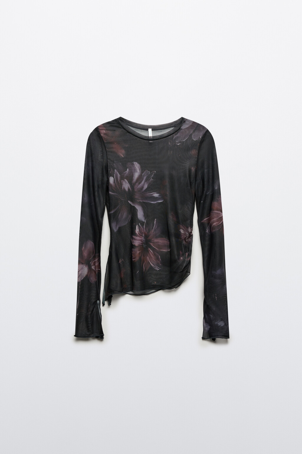 Лонгслив из сетки асимметричный - цвет черный - 7