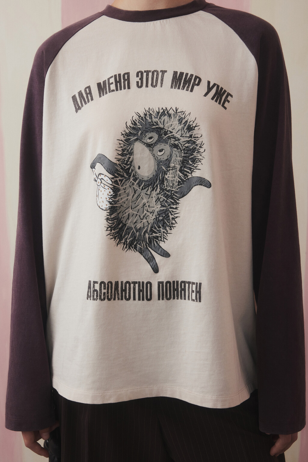 Лонгслив вареный с принтом - цвет коричневый - 5