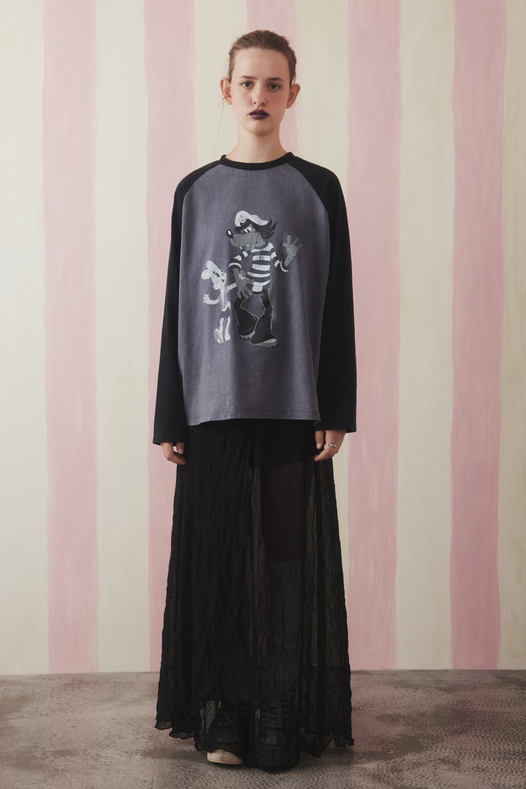 Лонгслив вареный с принтом - цвет серый - 4