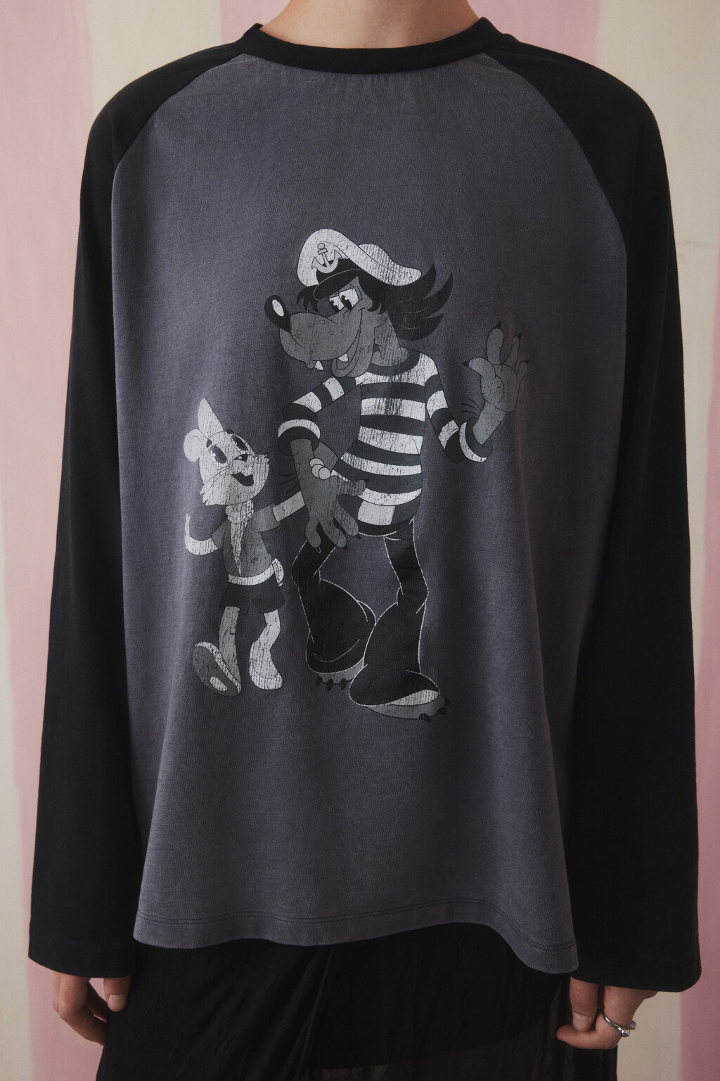 Лонгслив вареный с принтом - цвет серый - 5