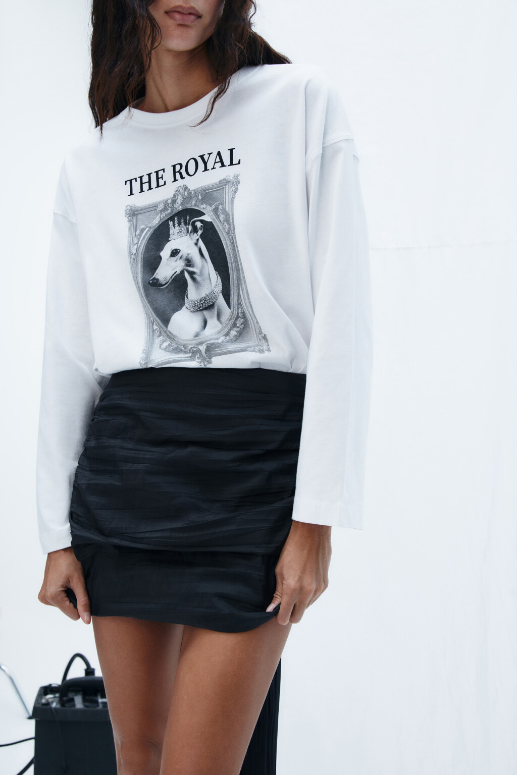 Лонгслив хлопковый с принтом - цвет белый - 2