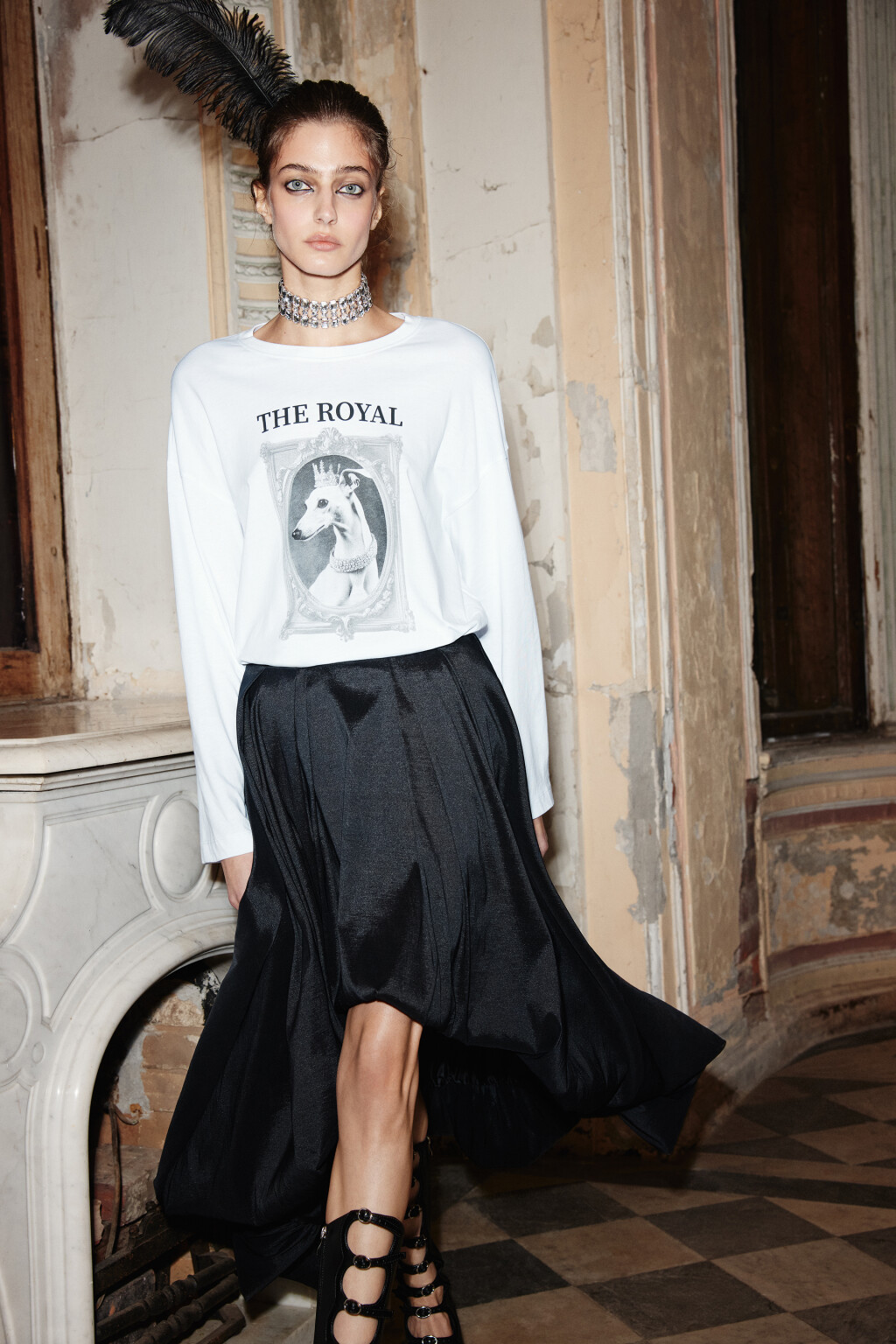 Лонгслив хлопковый с принтом - цвет белый - 1