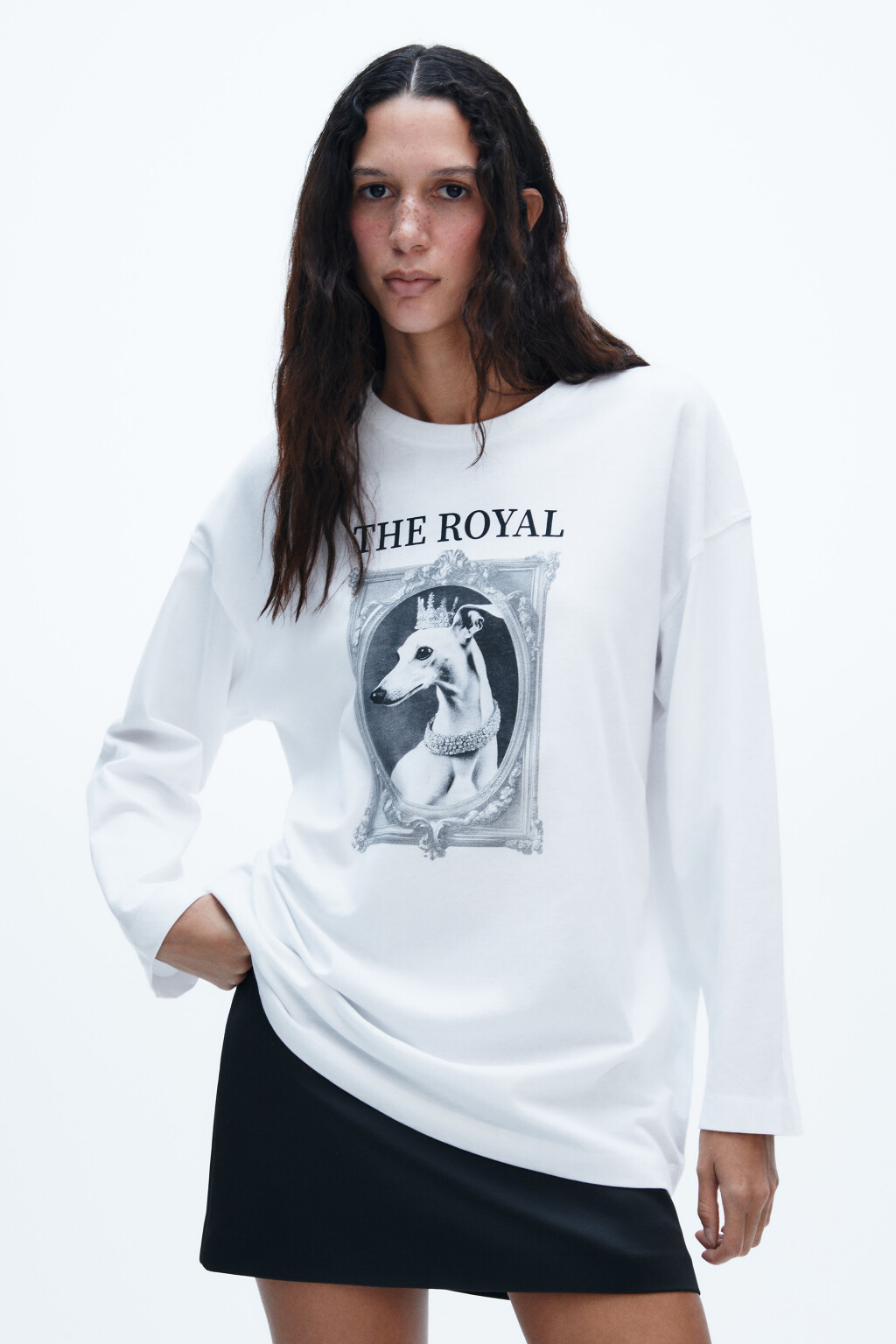 Лонгслив хлопковый с принтом - цвет белый - 3