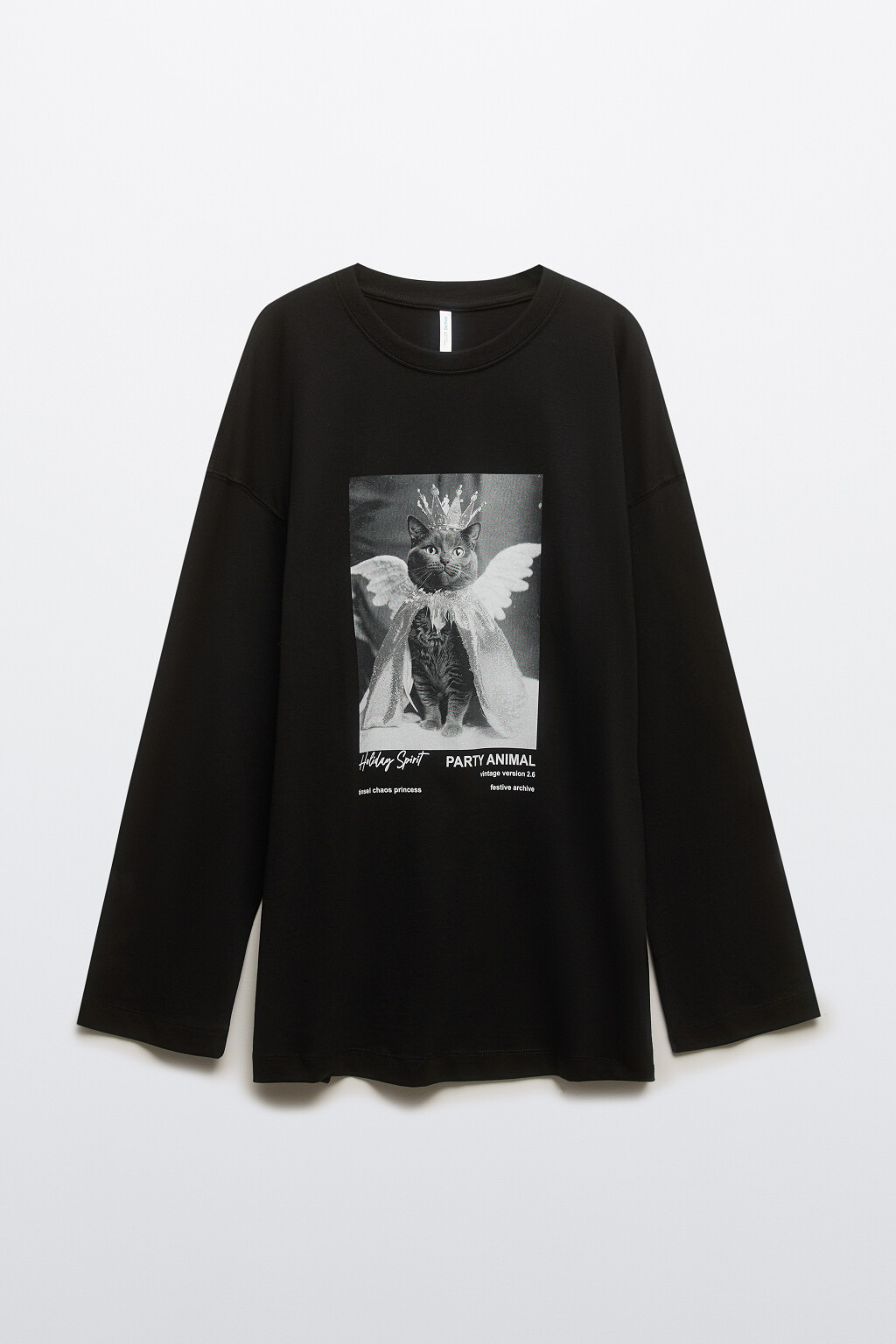 Лонгслив хлопковый с принтом - цвет черный - 7