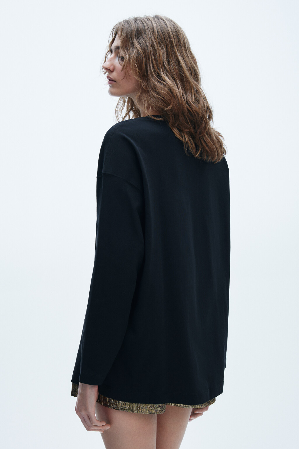 Лонгслив хлопковый с принтом - цвет черный - 3