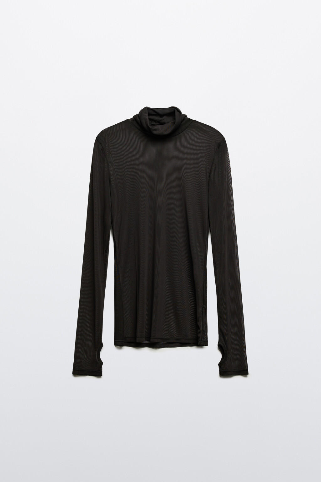 Лонгслив из сетки с воротником - цвет черный - 7