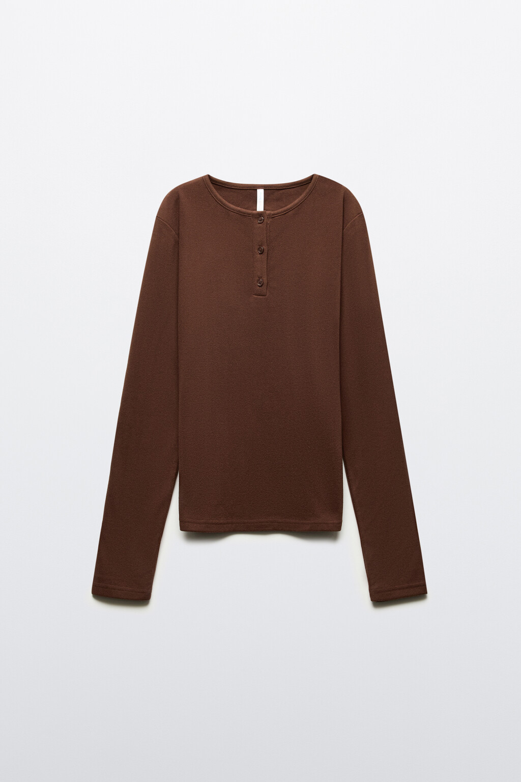 Лонгслив с застежкой на груди - цвет коричневый - 8
