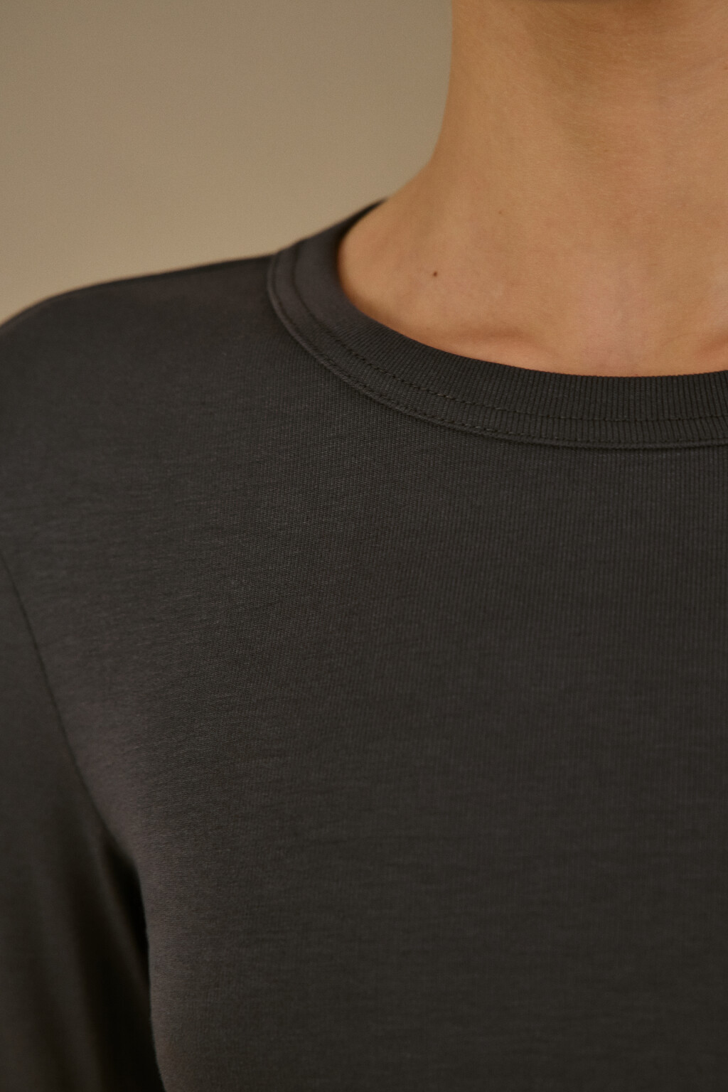 Лонгслив облегающий вискозный - цвет серый - 5