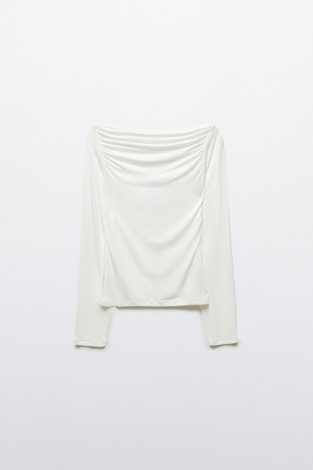 Лонгслив вискозный с вырезом-лодочкой - цвет белый - 7