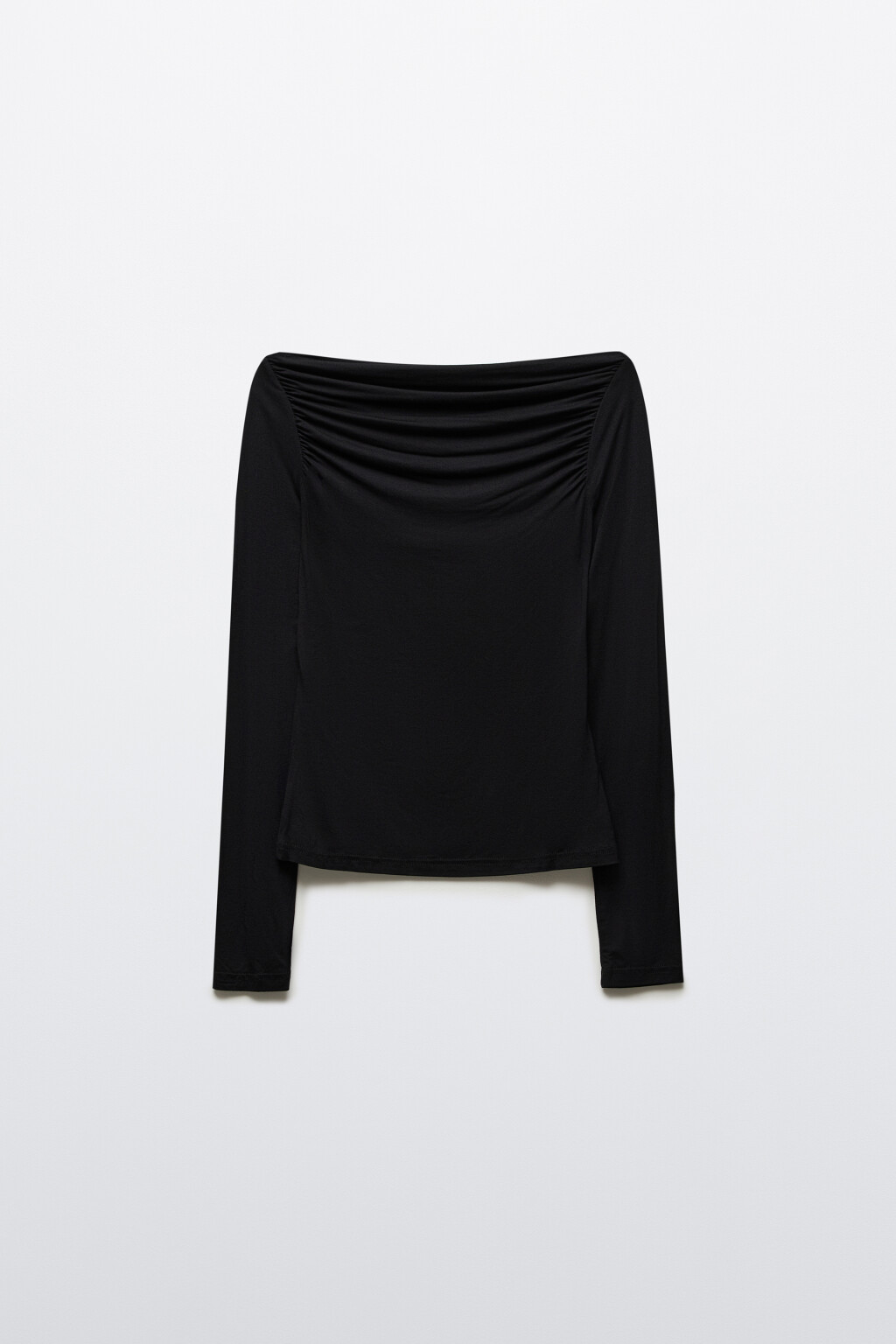 Лонгслив вискозный с вырезом-лодочкой - цвет черный - 7