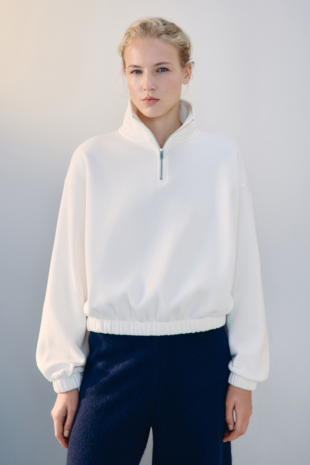 Толстовка на молнии утепленная - цвет молочный - 2