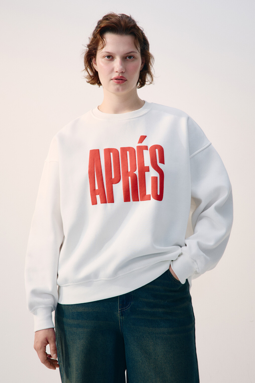 Свитшот из футера с принтом - цвет бежевый - 2