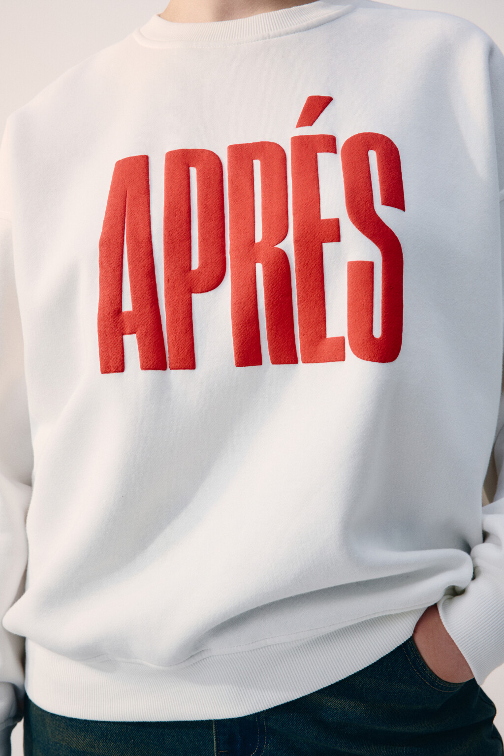 Свитшот из футера с принтом - цвет бежевый - 5