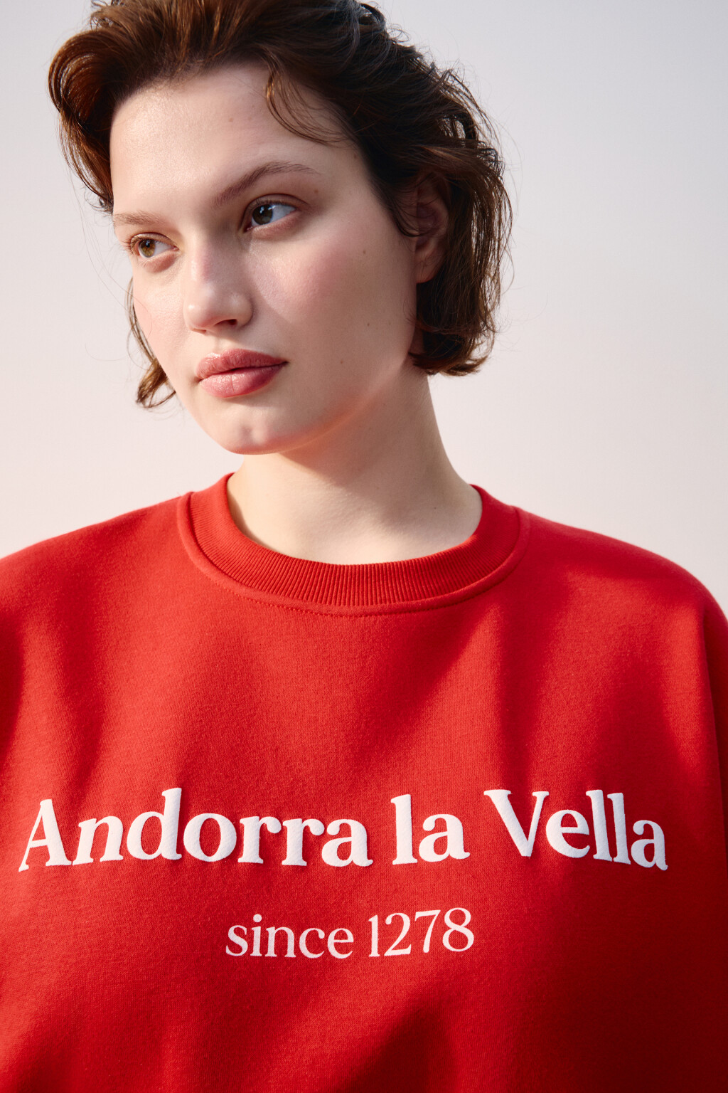 Свитшот из футера с принтом - цвет красный - 5