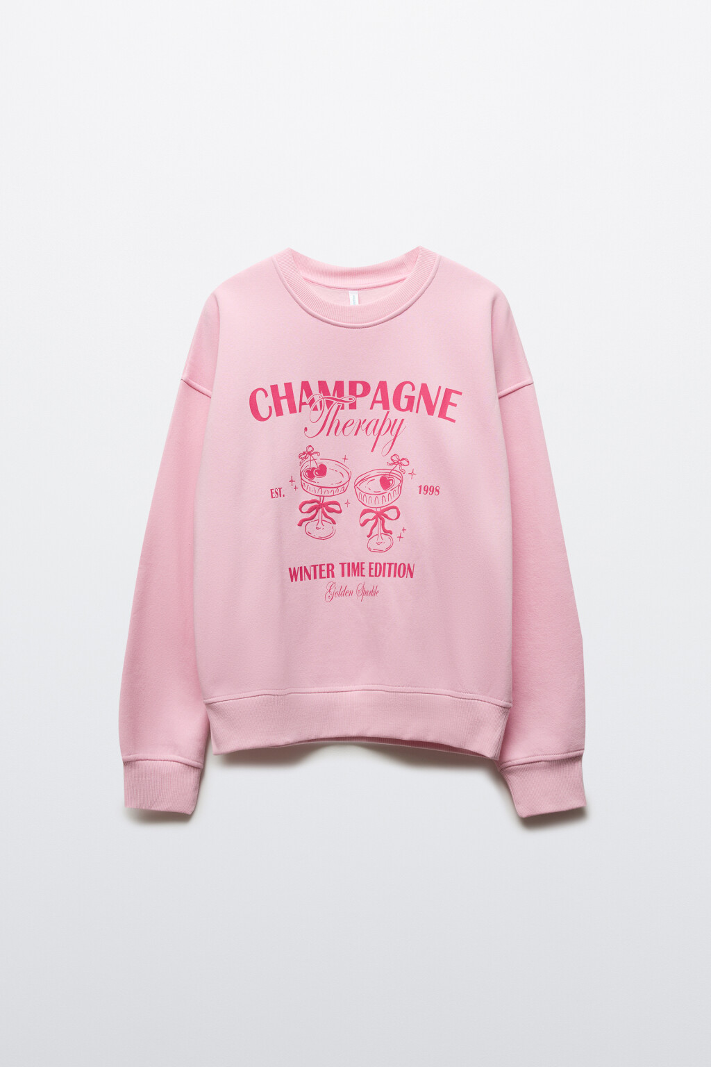 Свитшот из футера с принтом - цвет розовый - 7