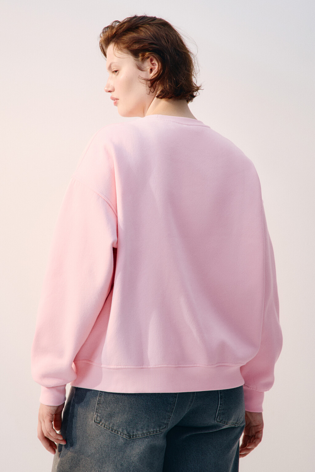 Свитшот из футера с принтом - цвет розовый - 3