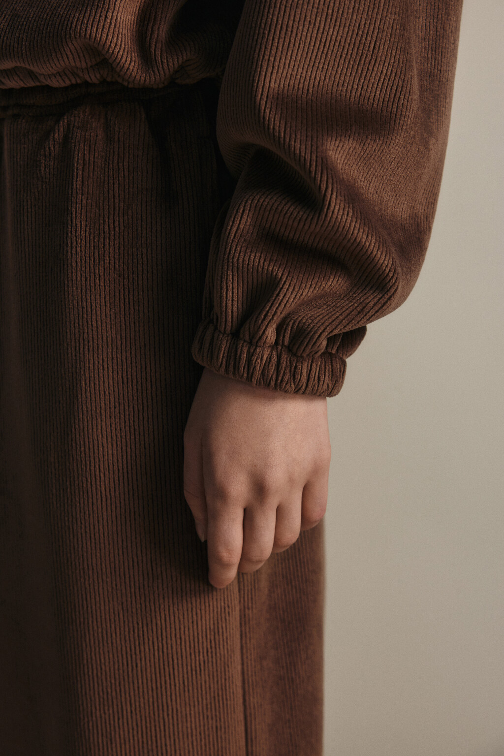 Толстовка на молнии вельветовая - цвет коричневый - 5