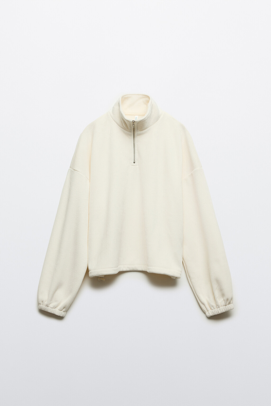 Толстовка на молнии вельветовая - цвет молочный - 8