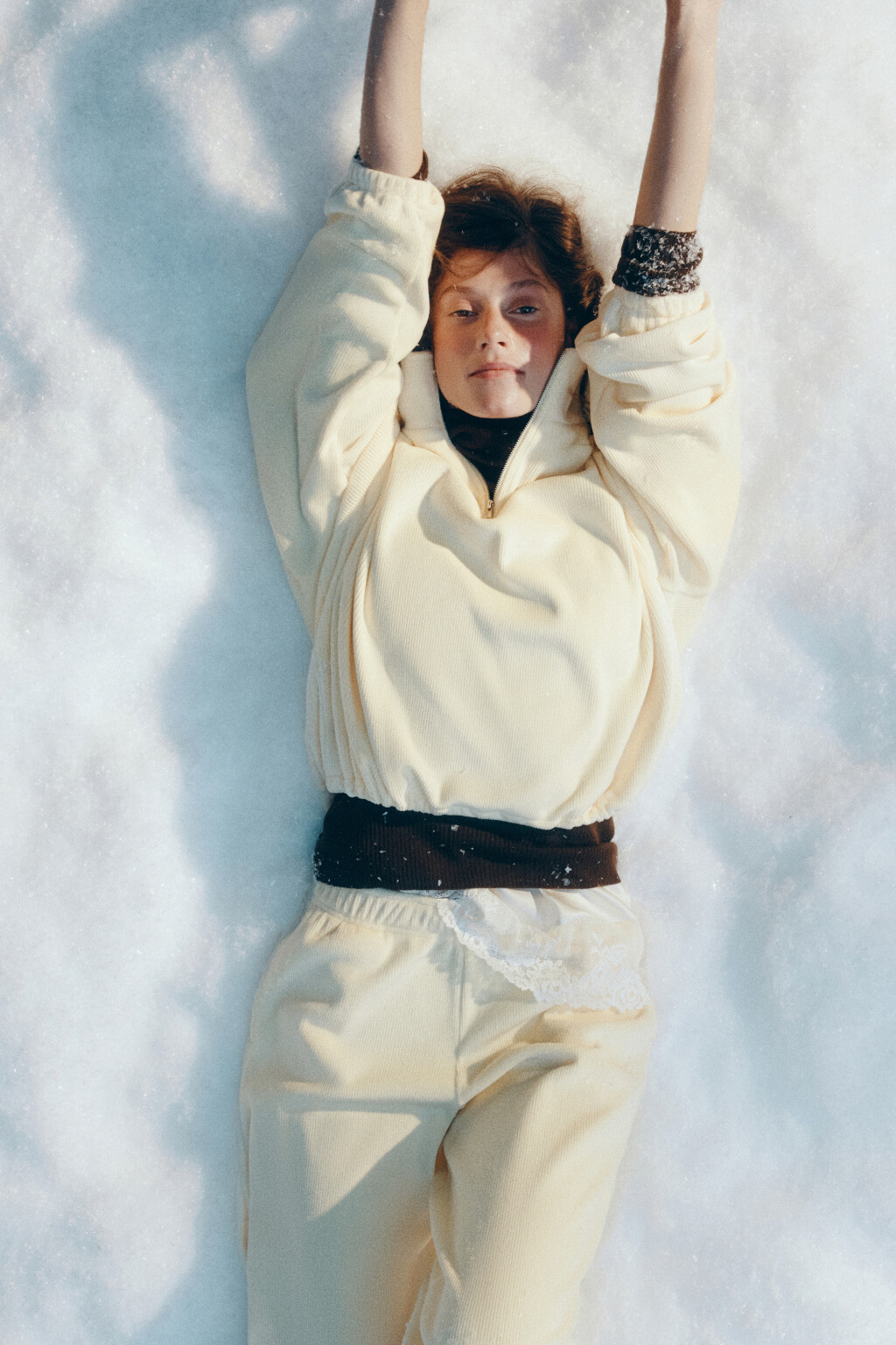 Толстовка на молнии вельветовая - цвет желтый - 1