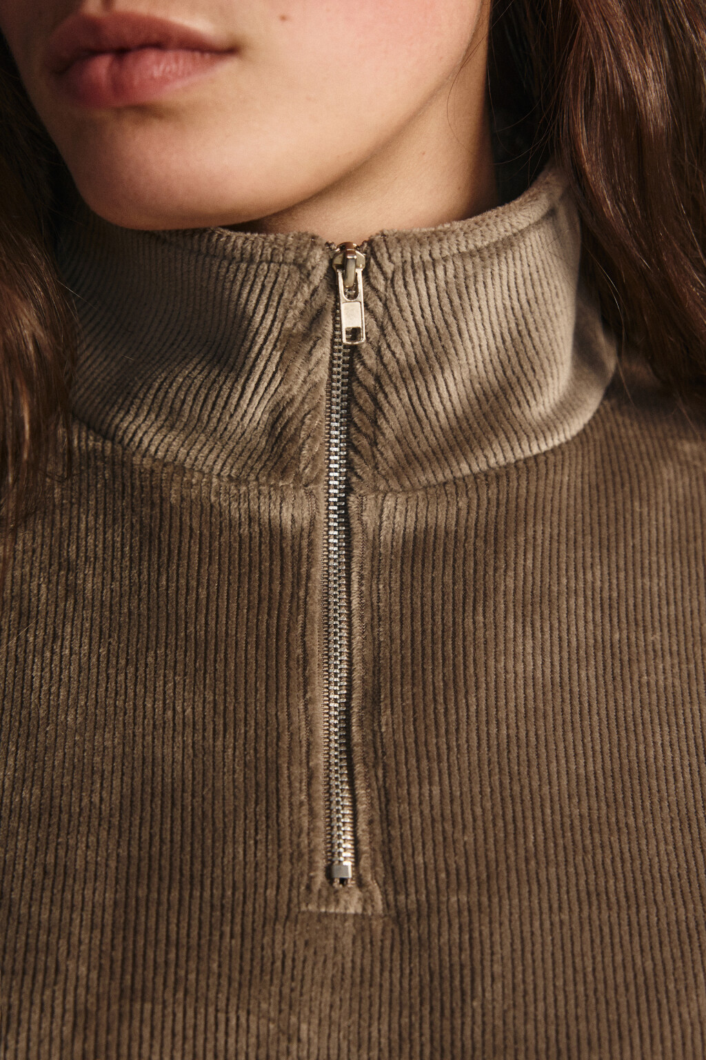 Толстовка на молнии вельветовая - цвет бежевый - 5