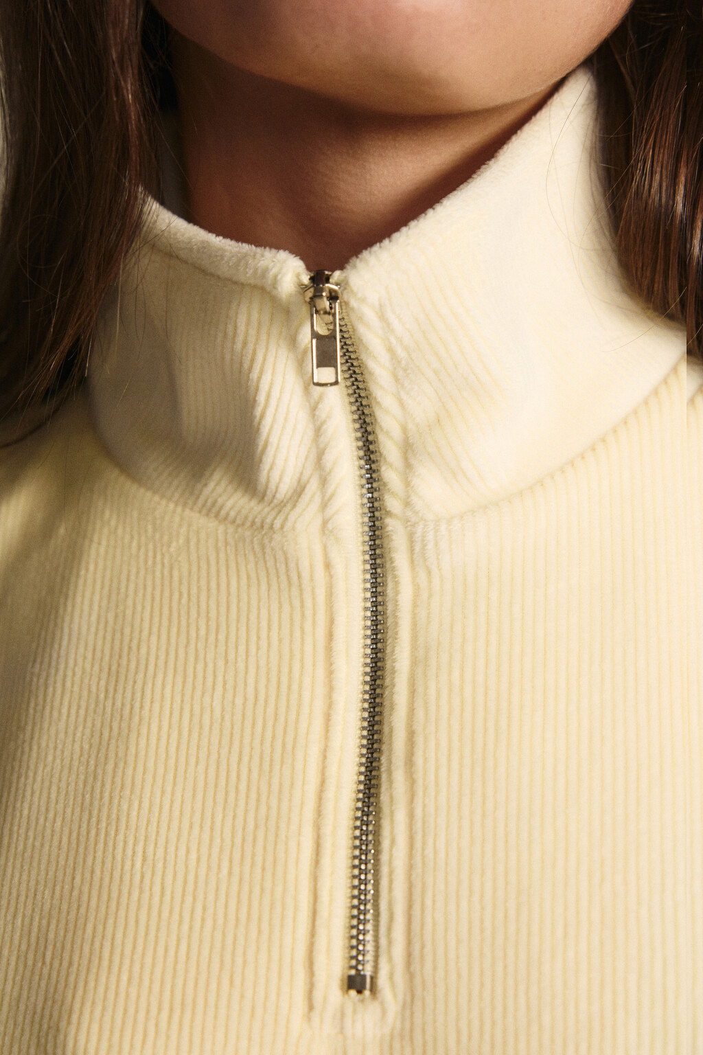 Толстовка на молнии вельветовая - цвет желтый - 6