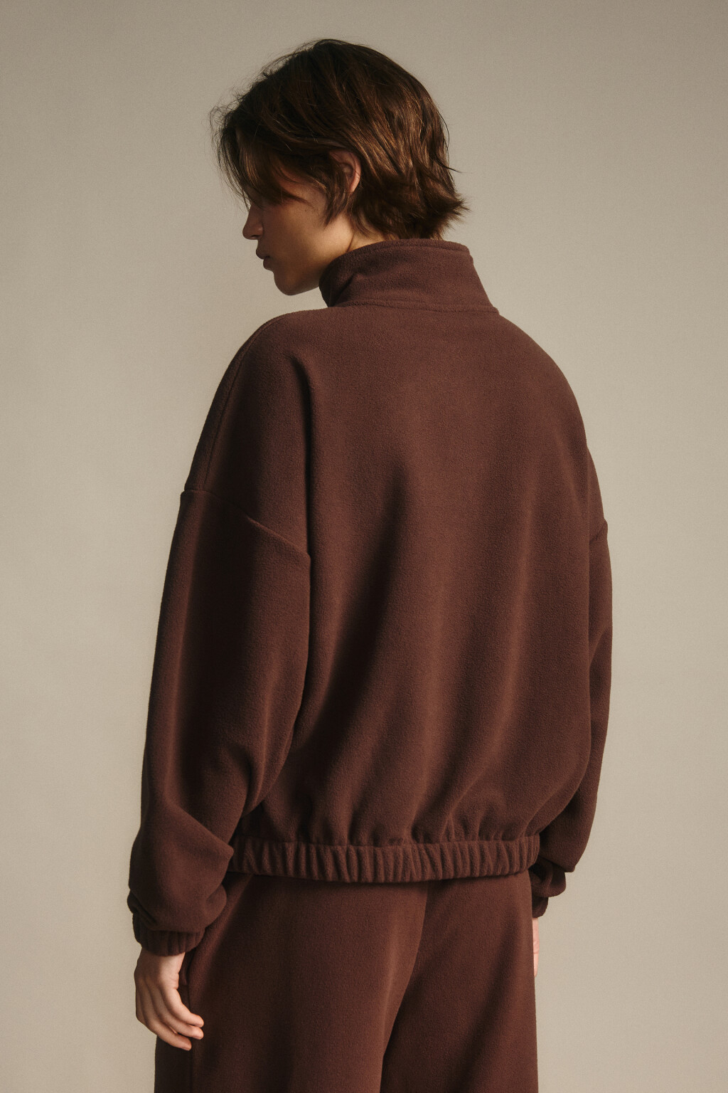 Толстовка на молнии флисовая - цвет коричневый - 3