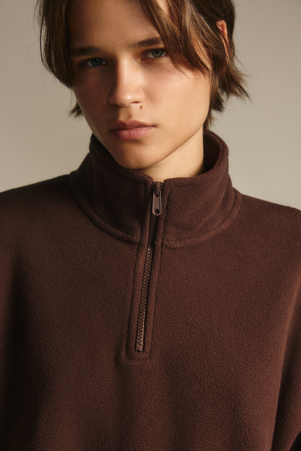 Толстовка на молнии флисовая - цвет коричневый - 5