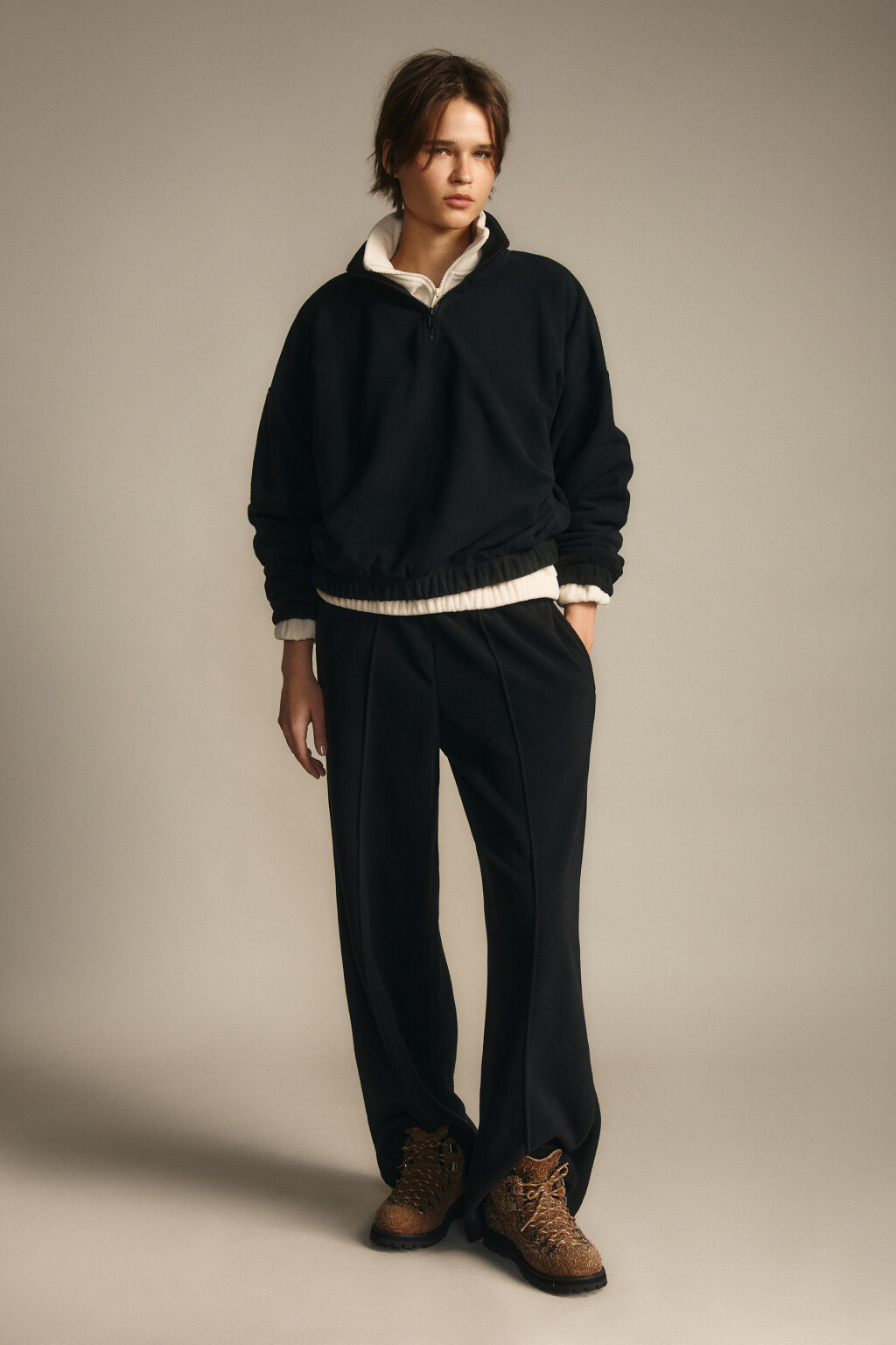 Толстовка на молнии флисовая - цвет черный - 4