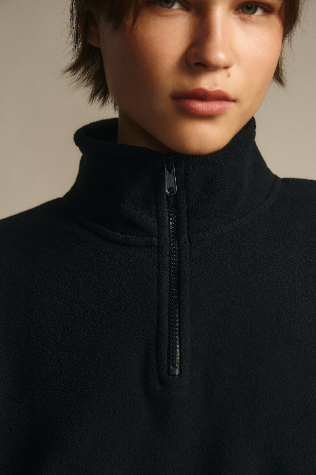 Толстовка на молнии флисовая - цвет черный - 5