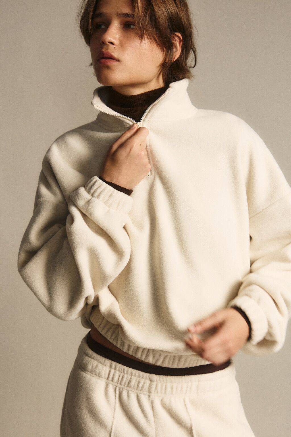 Толстовка на молнии флисовая - цвет бежевый - 1