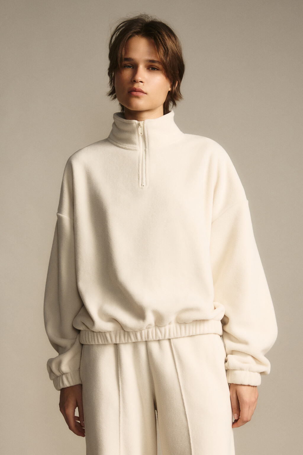 Толстовка на молнии флисовая - цвет бежевый - 2