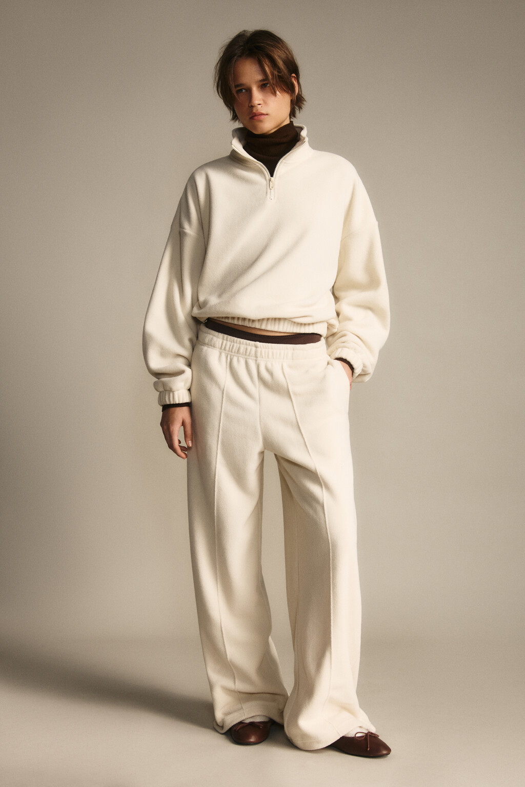 Толстовка на молнии флисовая - цвет бежевый - 4