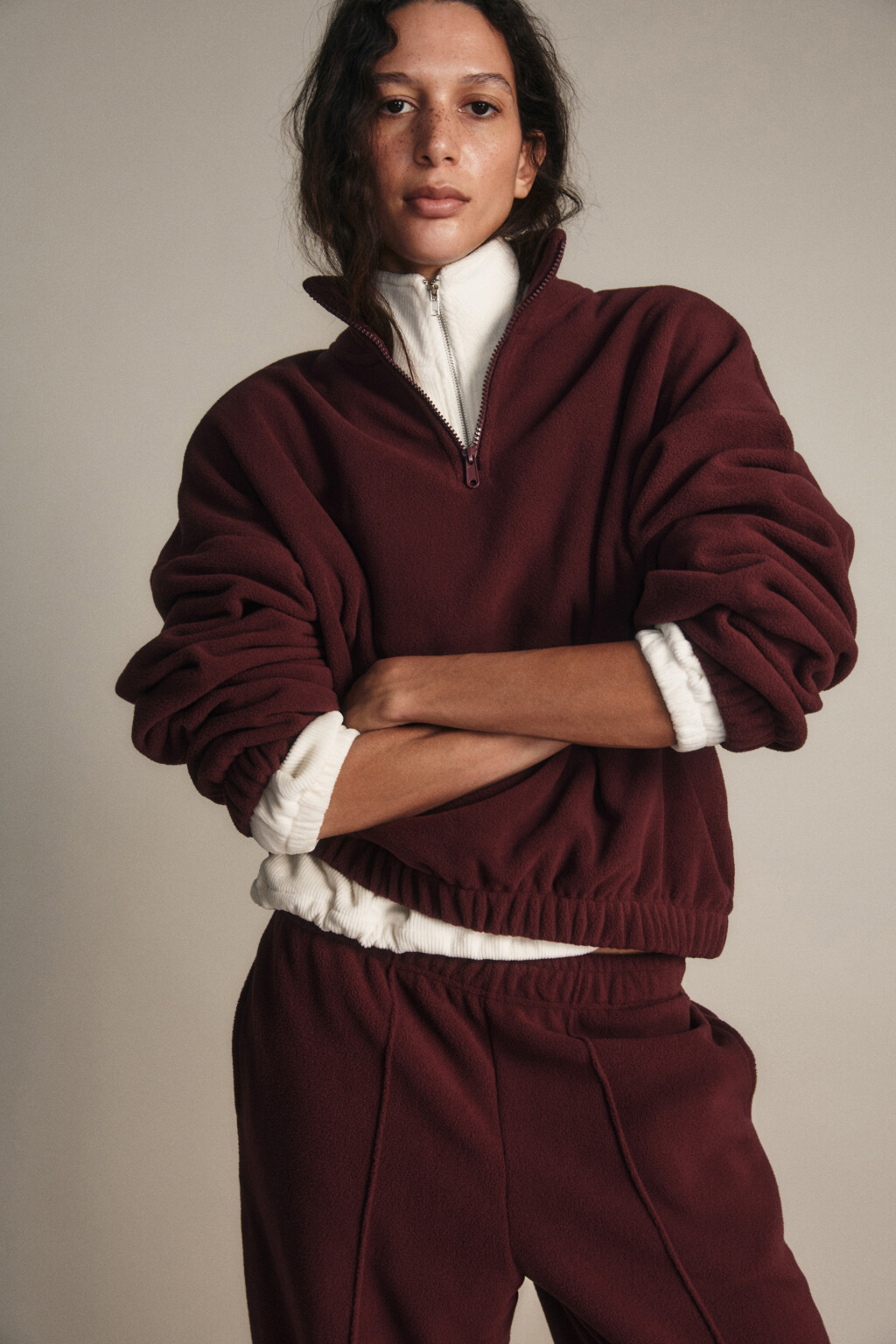 Толстовка на молнии флисовая - цвет бордовый - 2
