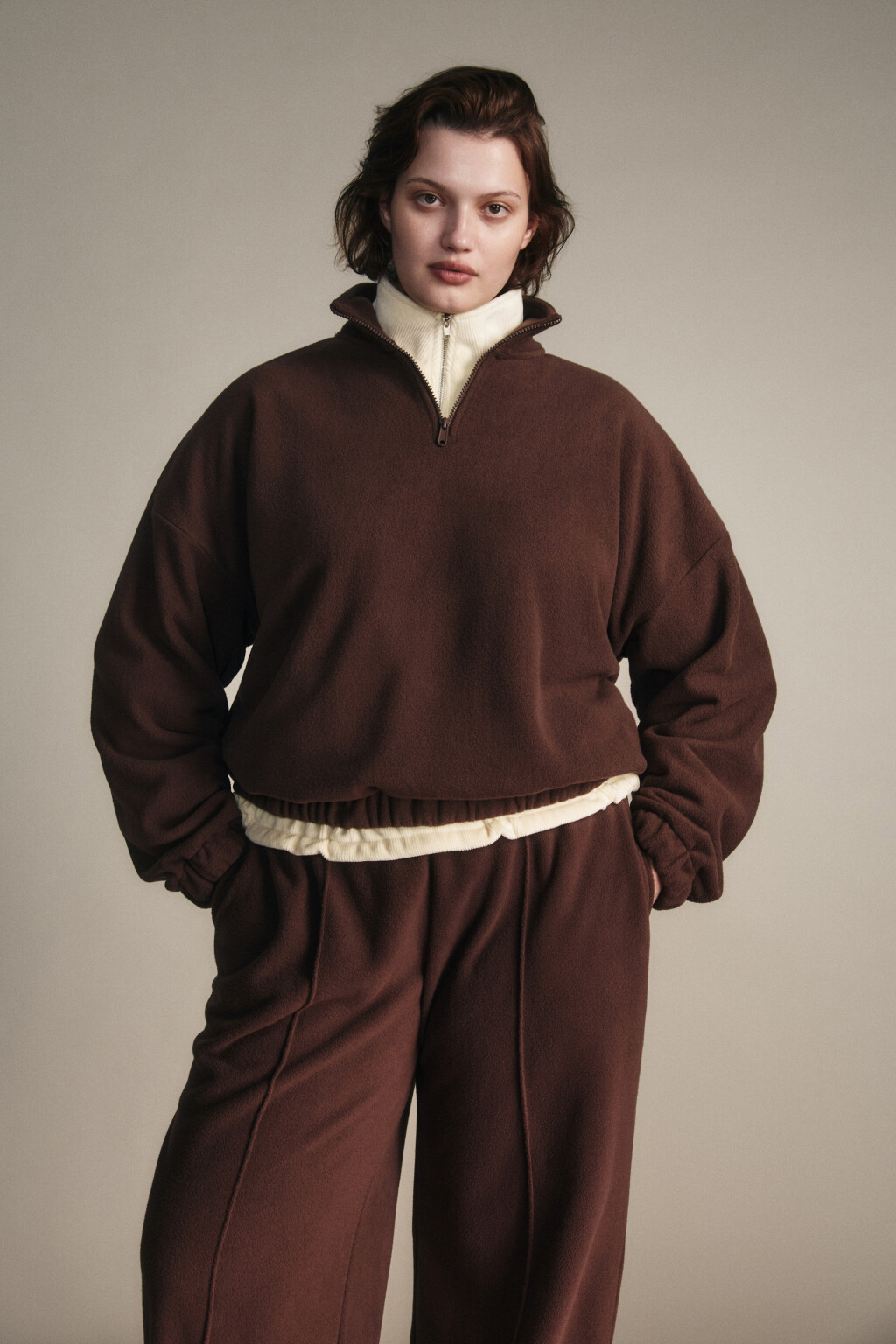 Толстовка на молнии флисовая - цвет коричневый - 1