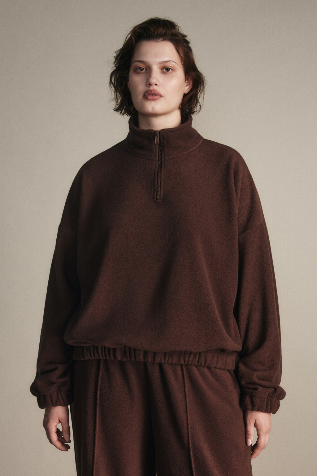 Толстовка на молнии флисовая - цвет коричневый - 2