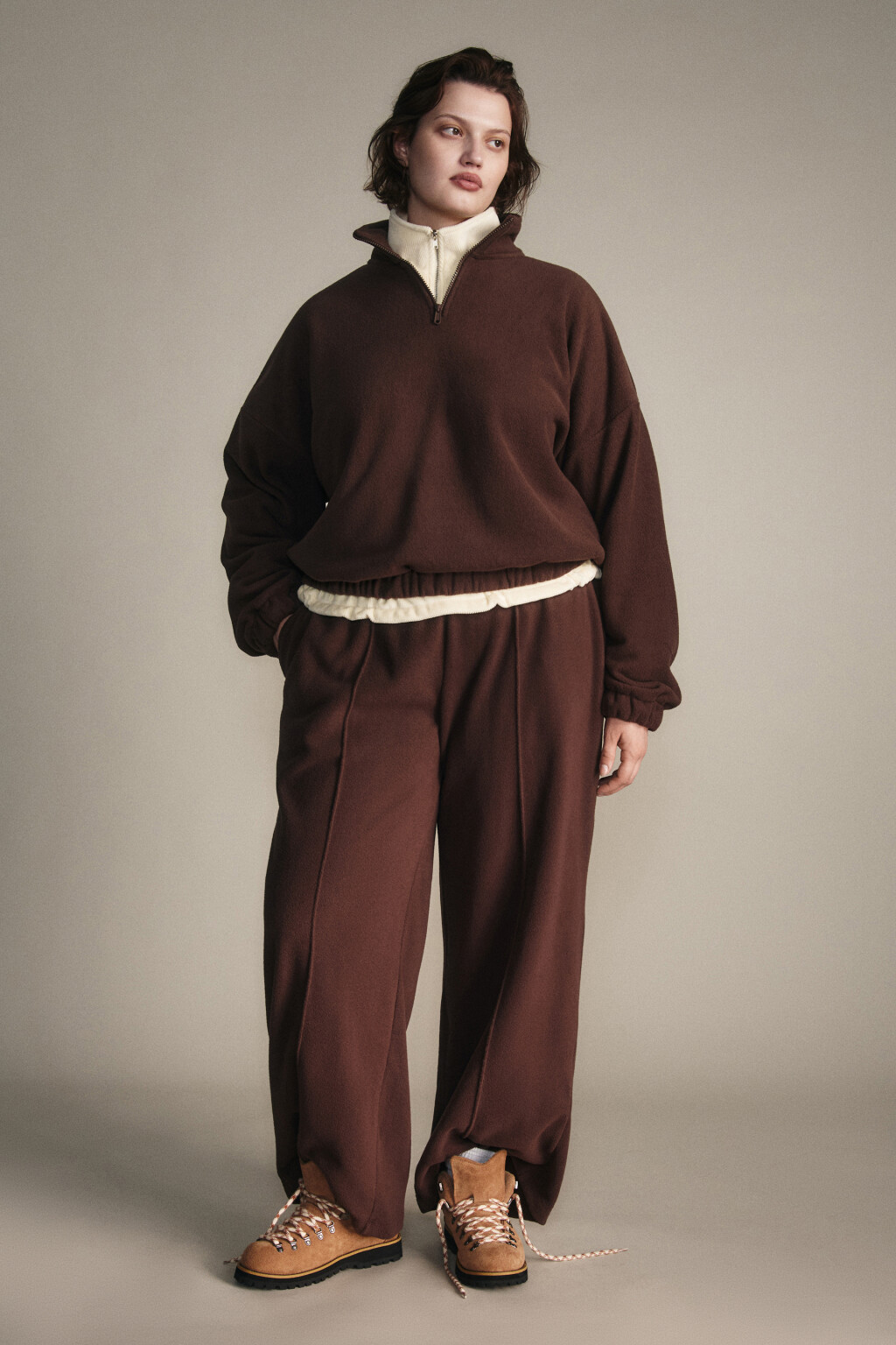 Толстовка на молнии флисовая - цвет коричневый - 4