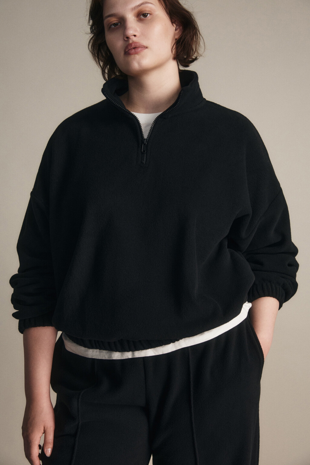 Толстовка на молнии флисовая - цвет черный - 1