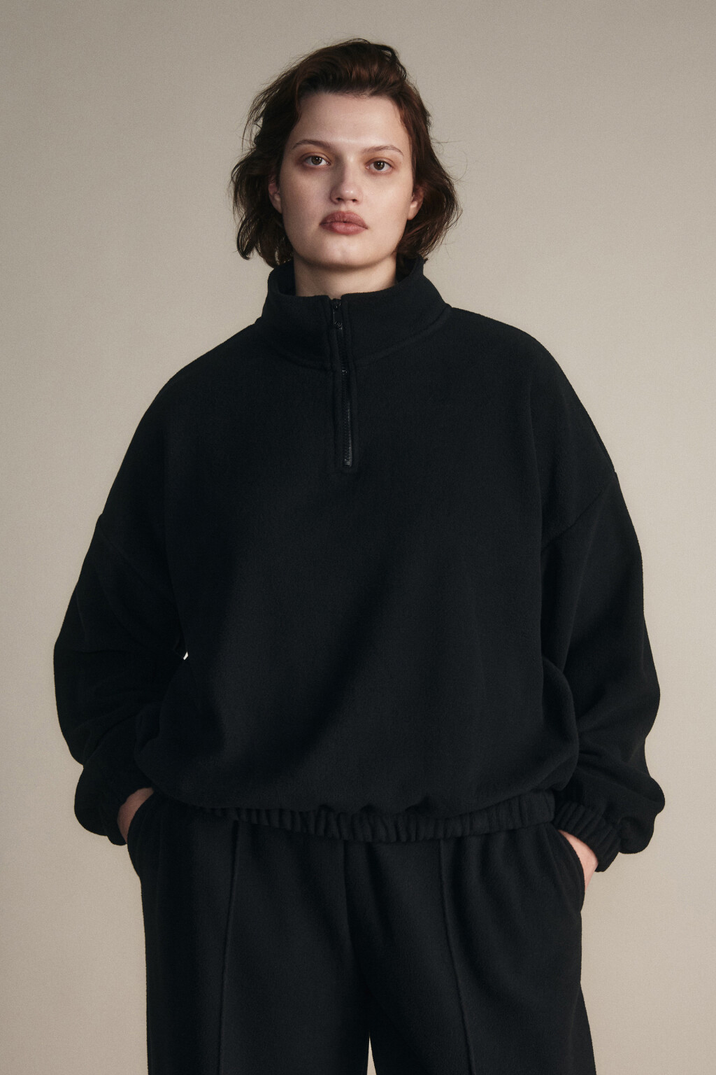 Толстовка на молнии флисовая - цвет черный - 2