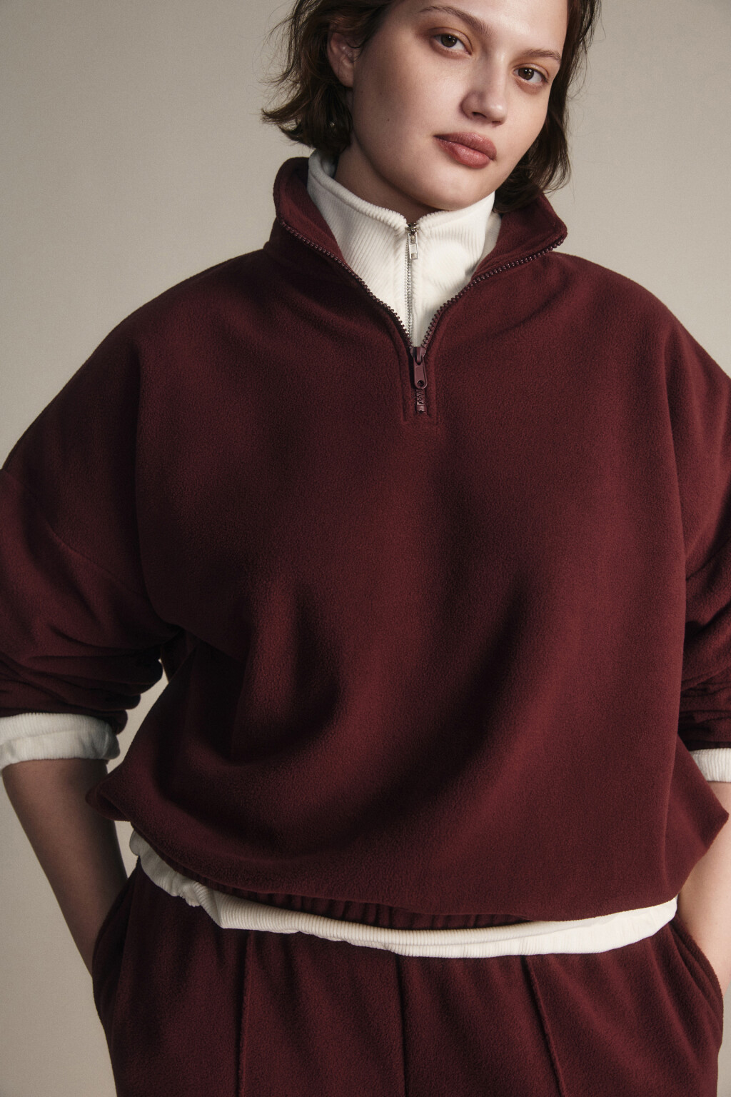 Толстовка на молнии флисовая - цвет бордовый - 1