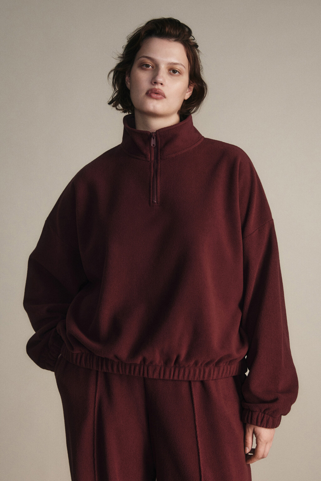 Толстовка на молнии флисовая - цвет бордовый - 2