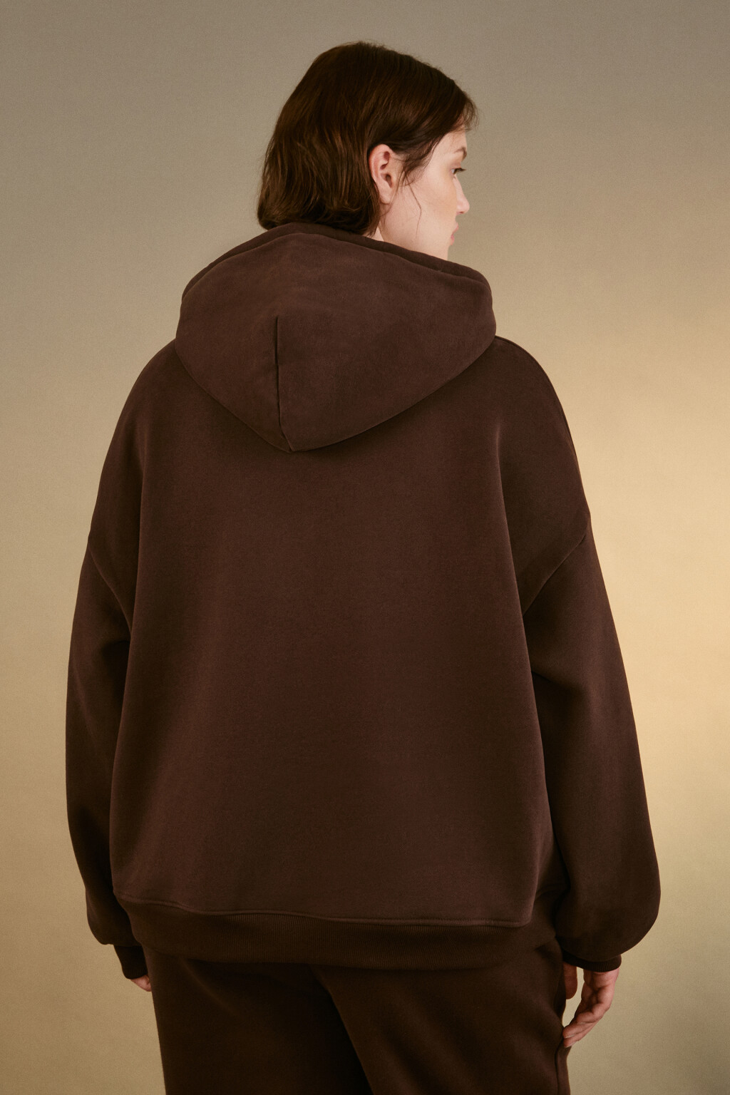 Худи утепленная с капюшоном - цвет коричневый - 3